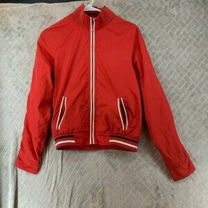 Buffalo David Bitton Womens Medium Jacket Red Windbreaker Full Zip Lightweight
